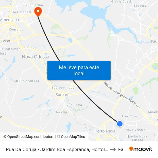 Rua Da Coruja - Jardim Boa Esperanca, Hortolândia to Fam map