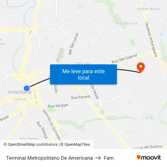 Terminal Metropolitano De Americana to Fam map