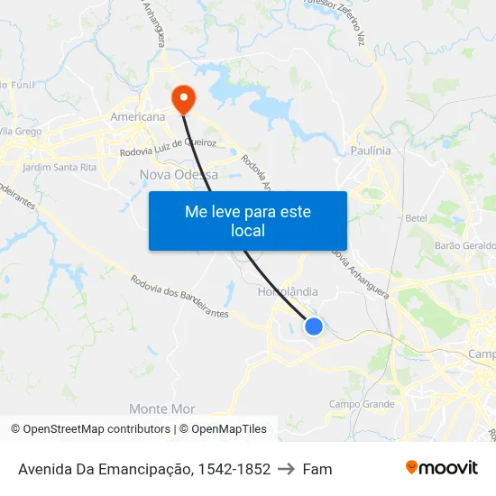 Avenida Da Emancipação, 1542-1852 to Fam map