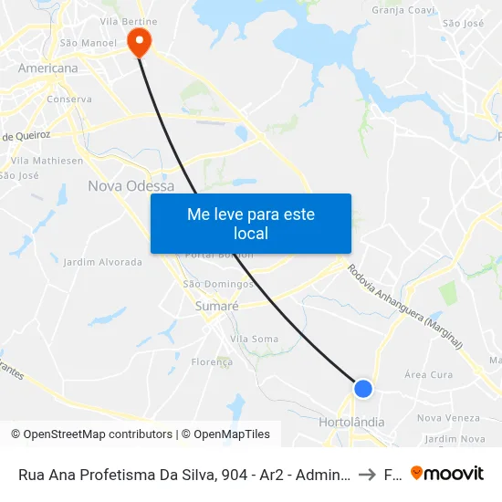 Rua Ana Profetisma Da Silva, 904 - Ar2 - Administracao Regional D, Sumaré to Fam map