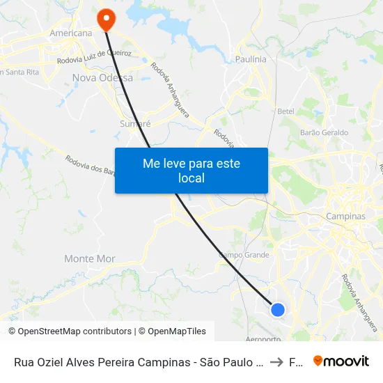 Rua Oziel Alves Pereira Campinas - São Paulo 13054 Brasil to Fam map