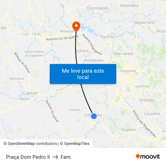 Praça Dom Pedro II to Fam map