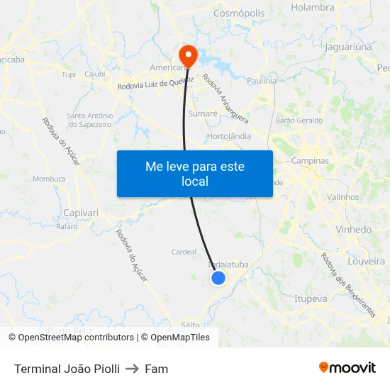 Terminal João Piolli to Fam map