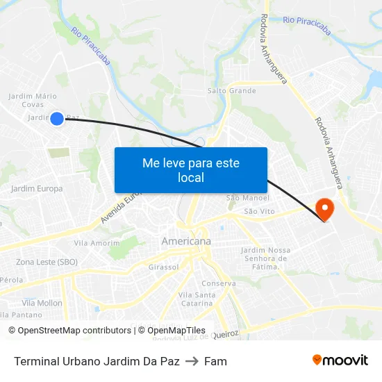 Terminal Urbano Jardim Da Paz to Fam map