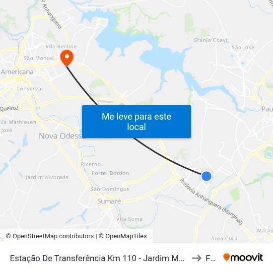 Estação De Transferência Km 110 - Jardim Maria Antonia to Fam map