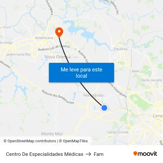 Centro De Especialidades Médicas to Fam map