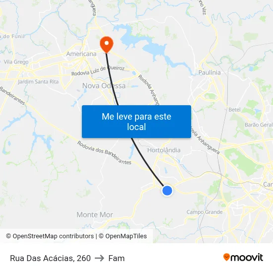 Rua Das Acácias, 260 to Fam map