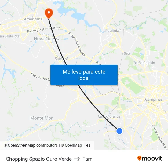 Shopping Spazio Ouro Verde to Fam map