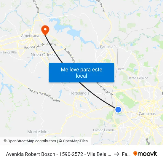 Avenida Robert Bosch -  1590-2572 - Vila Bela Vista to Fam map
