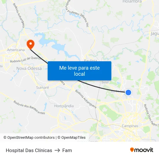 Hospital Das Clínicas to Fam map