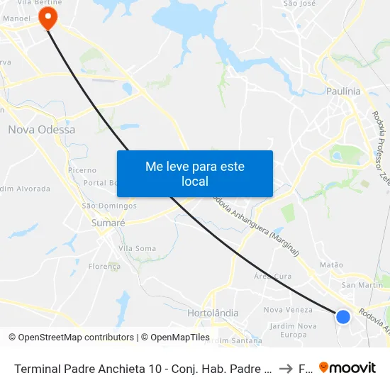 Terminal Padre Anchieta 10 - Conj. Hab. Padre Anchieta Campinas - SP Brasil to Fam map