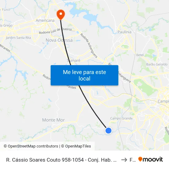 R. Cássio Soares Couto 958-1054 - Conj. Hab. Parque Itajai Campinas - SP Brasil to Fam map