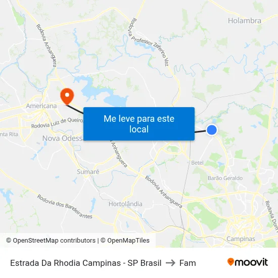 Estrada Da Rhodia Campinas - SP Brasil to Fam map