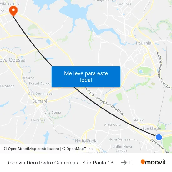 Rodovia Dom Pedro Campinas - São Paulo 13069 Brasil to Fam map