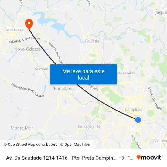 Av. Da Saudade 1214-1416 - Pte. Preta Campinas - SP 13041-670 Brasil to Fam map