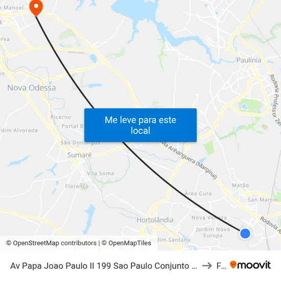 Av Papa Joao Paulo II 199 Sao Paulo Conjunto Habitacional Padre Anchieta (Campinas) to Fam map