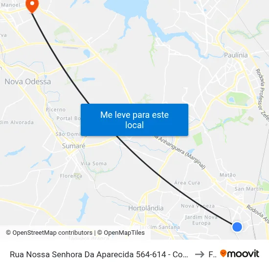 Rua Nossa Senhora Da Aparecida 564-614 - Conjunto Habitacional Padre Anchieta Campinas - SP Brasil to Fam map