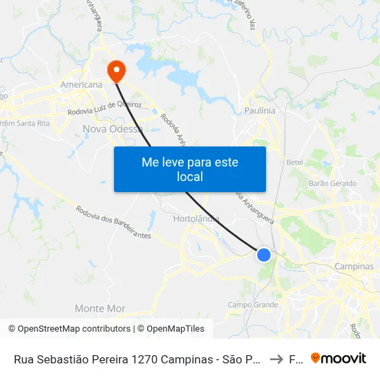 Rua Sebastião Pereira 1270 Campinas - São Paulo 13064-560 Brasil to Fam map
