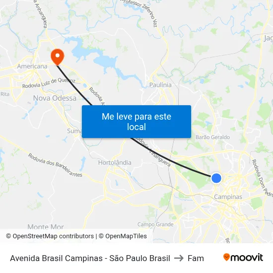 Avenida Brasil Campinas - São Paulo Brasil to Fam map