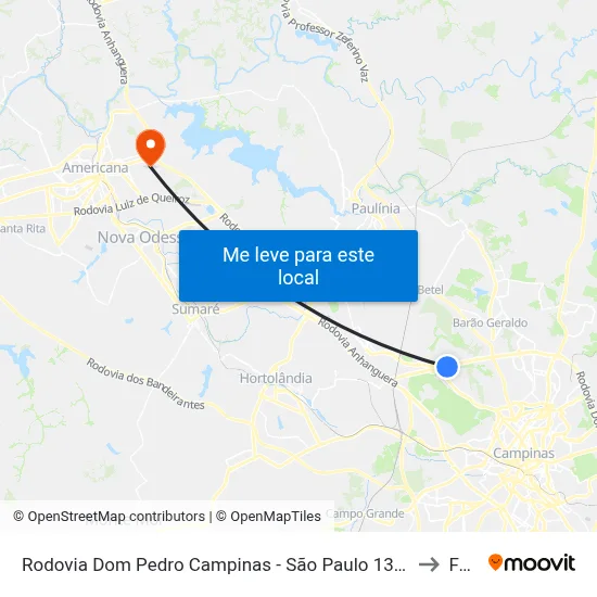 Rodovia Dom Pedro Campinas - São Paulo 13082 Brasil to Fam map