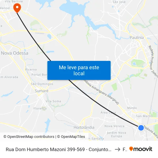 Rua Dom Humberto Mazoni 399-569 - Conjunto Habitacional Padre Anchieta Campinas - SP 13068-323 Brasil to Fam map