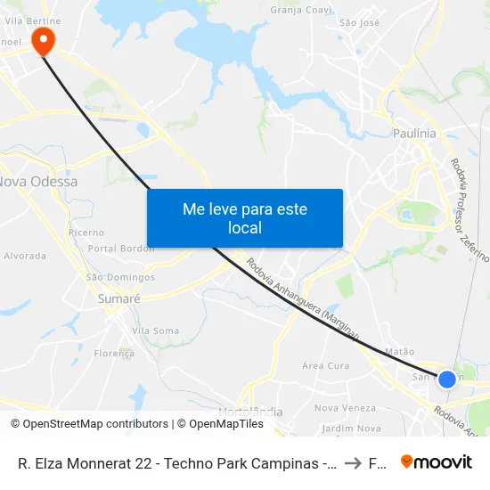 R. Elza Monnerat 22 - Techno Park Campinas - SP Brasil to Fam map