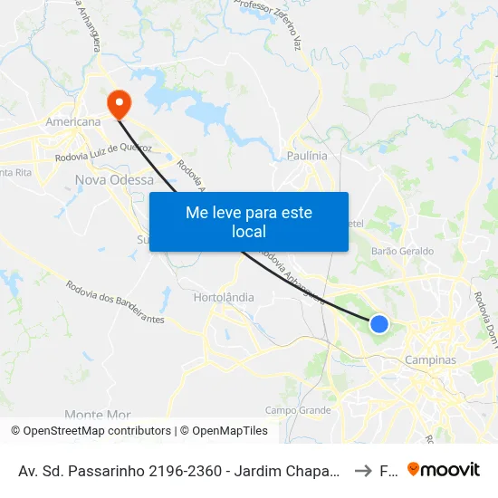 Av. Sd. Passarinho 2196-2360 - Jardim Chapadao Campinas - SP Brasil to Fam map