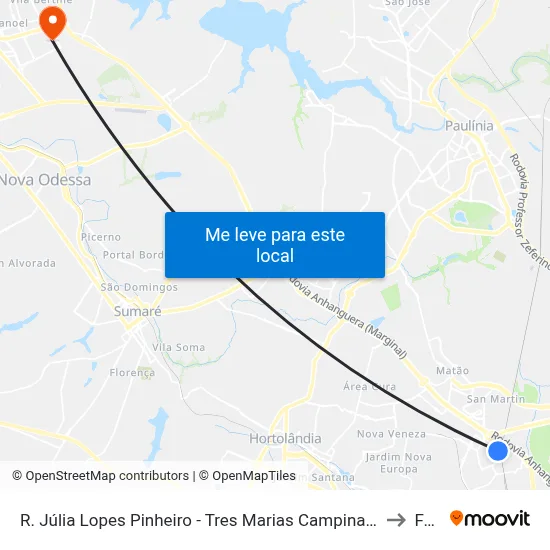 R. Júlia Lopes Pinheiro - Tres Marias Campinas - SP Brasil to Fam map