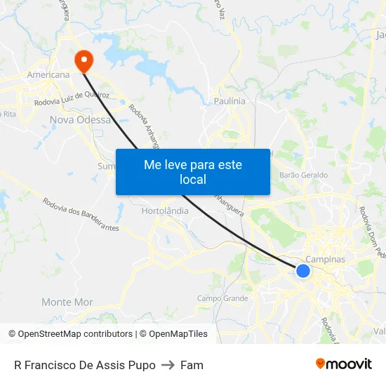 R Francisco De Assis Pupo to Fam map