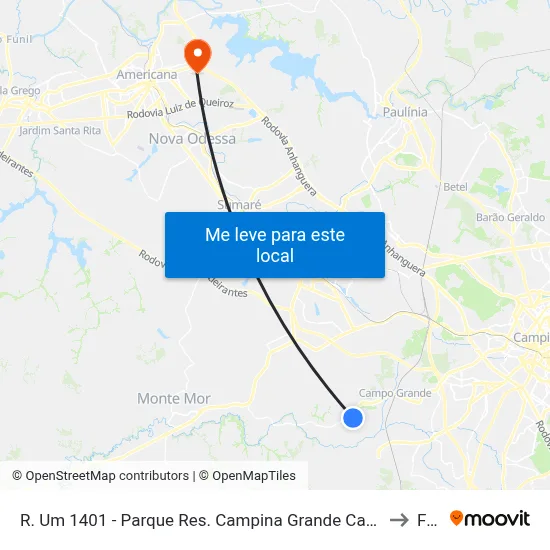 R. Um 1401 - Parque Res. Campina Grande Campinas - SP Brasil to Fam map