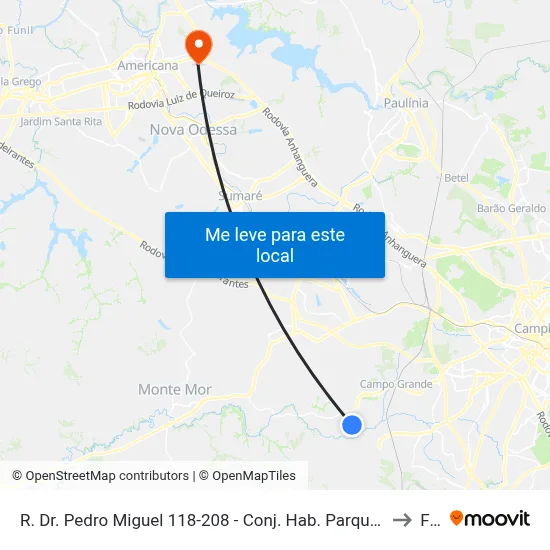 R. Dr. Pedro Miguel 118-208 - Conj. Hab. Parque Itajai Campinas - SP Brasil to Fam map