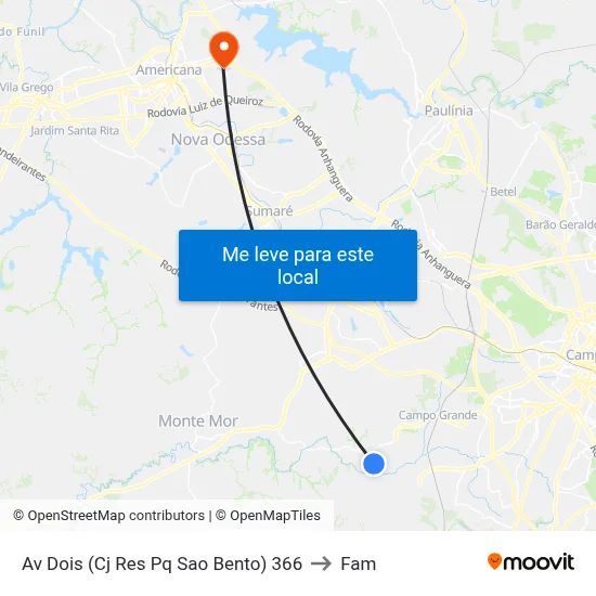 Av Dois (Cj Res Pq Sao Bento) 366 to Fam map