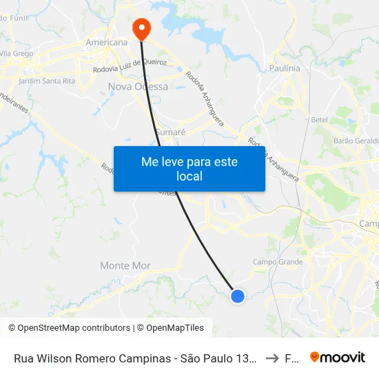 Rua Wilson Romero Campinas - São Paulo 13058 Brasil to Fam map