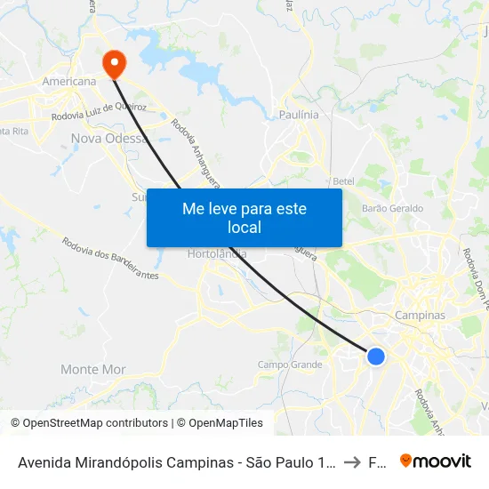 Avenida Mirandópolis Campinas - São Paulo 13050 Brasil to Fam map