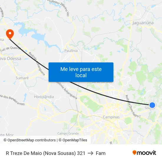 R Treze De Maio (Nova Sousas) 321 to Fam map