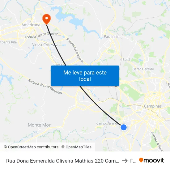 Rua Dona Esmeralda Oliveira Mathias 220 Campinas - São Paulo 13060 Brasil to Fam map