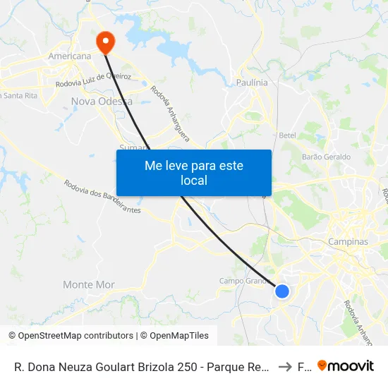 R. Dona Neuza Goulart Brizola 250 - Parque Res. Vila União Campinas - SP Brasil to Fam map