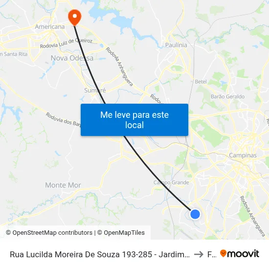 Rua Lucilda Moreira De Souza 193-285 - Jardim Profilurb Campinas - SP 13056-328 Brasil to Fam map