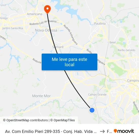 Av. Com Emílio Pieri 289-335 - Conj. Hab. Vida Nova Campinas - SP 13057-535 Brasil to Fam map