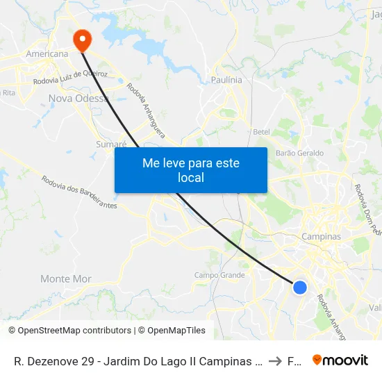 R. Dezenove 29 - Jardim Do Lago II Campinas - SP Brasil to Fam map