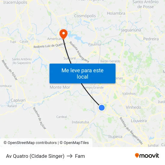 Av Quatro (Cidade Singer) to Fam map