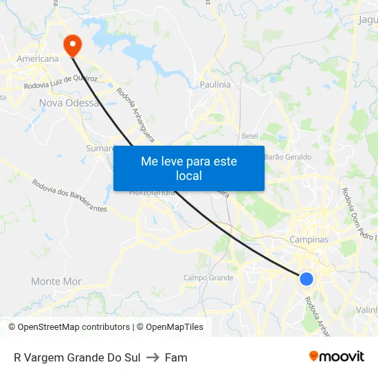 R Vargem Grande Do Sul to Fam map