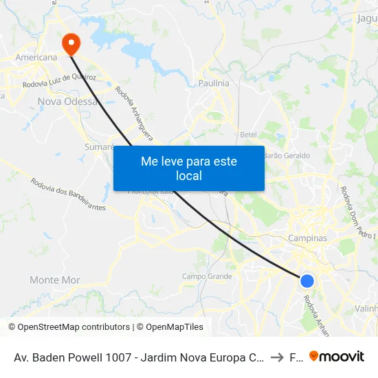 Av. Baden Powell 1007 - Jardim Nova Europa Campinas - SP 13040-093 Brasil to Fam map