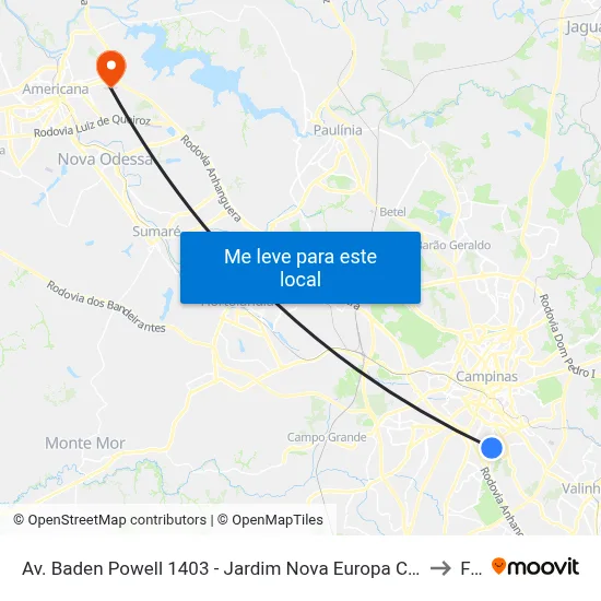 Av. Baden Powell 1403 - Jardim Nova Europa Campinas - SP 13040-093 Brasil to Fam map