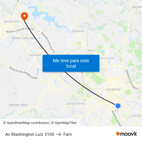 Av Washington Luiz 3100 to Fam map