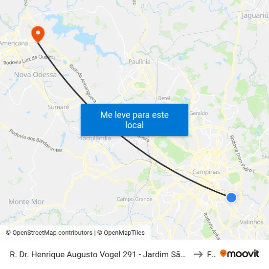 R. Dr. Henrique Augusto Vogel 291 - Jardim São Pedro Campinas - SP 13046-190 Brasil to Fam map