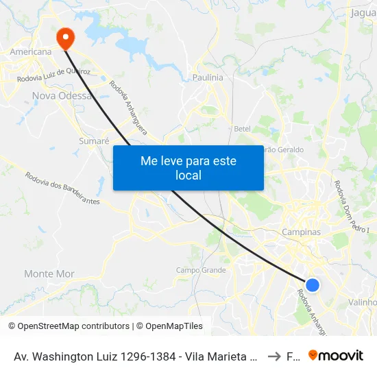 Av. Washington Luiz 1296-1384 - Vila Marieta Campinas - SP Brasil to Fam map