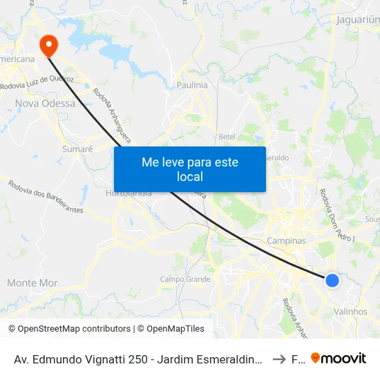 Av. Edmundo Vignatti 250 - Jardim Esmeraldina Campinas - SP 13046-395 Brasil to Fam map