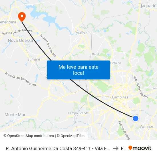 R. Antônio Guilherme Da Costa 349-411 - Vila Formosa Campinas - SP 13045-040 Brasil to Fam map