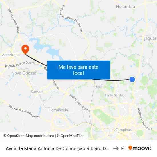 Avenida Maria Antonia Da Conceição Ribeiro Dos Santos Campinas - São Paulo 13086 Brasil to Fam map